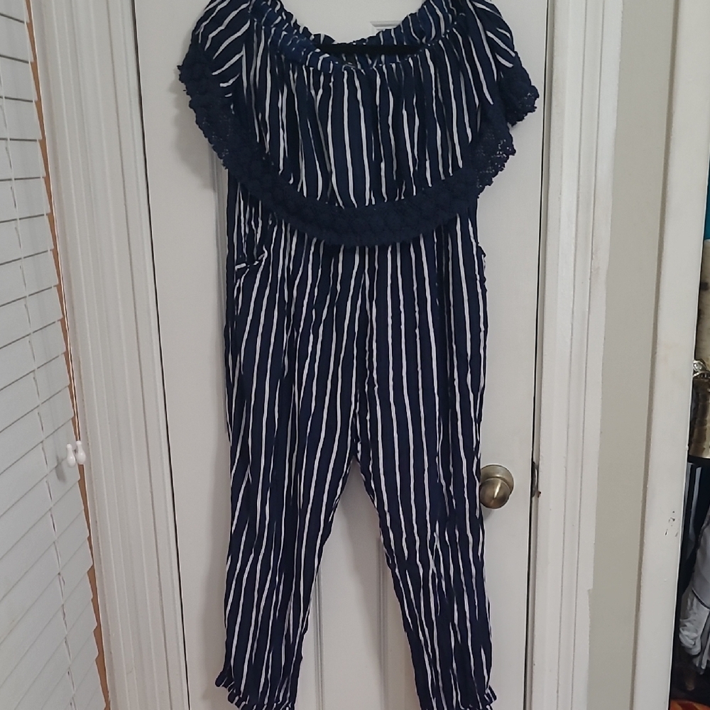 Elegant Navy Striped Women's Jumpsuit